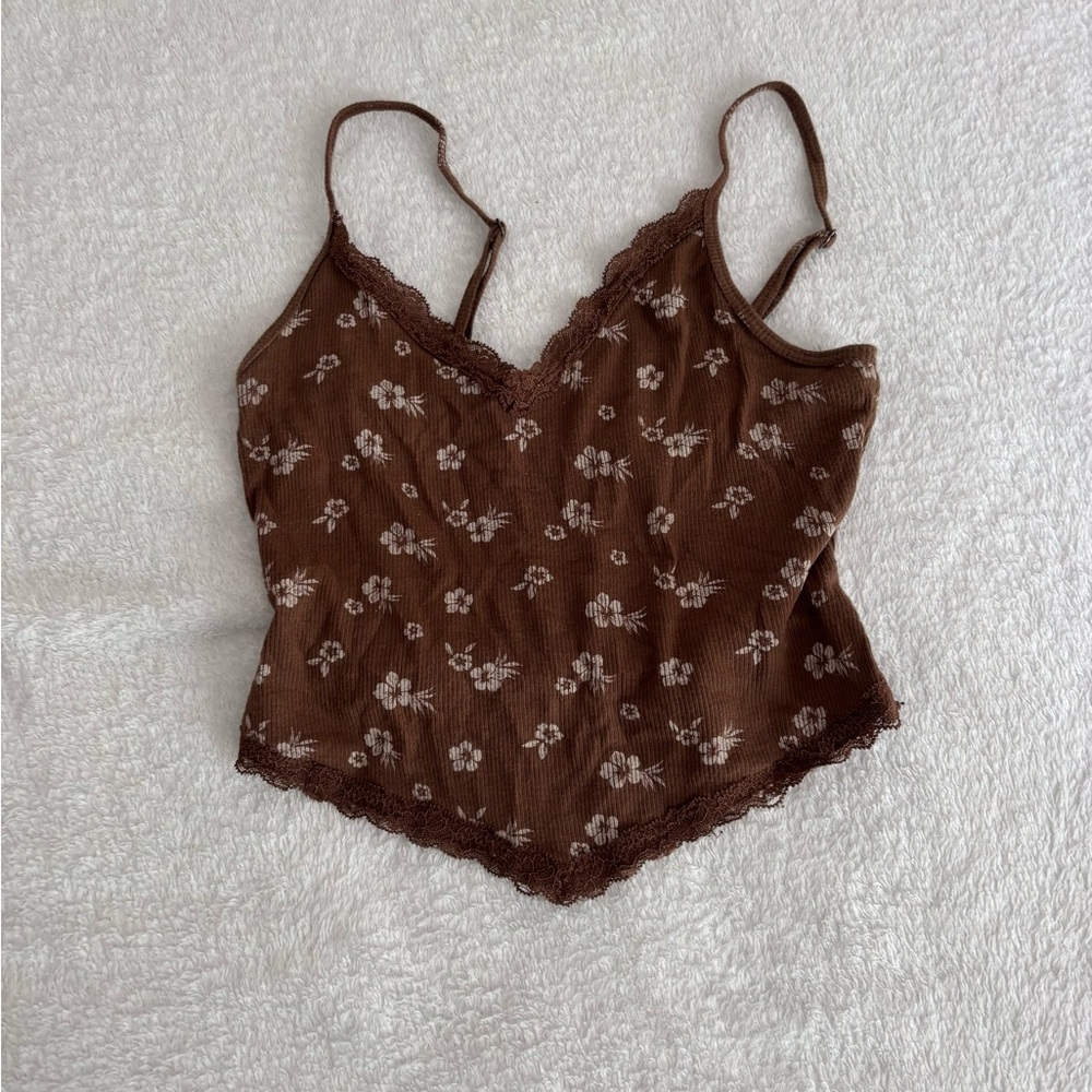 Hollister Brown Floral Lace Cami
